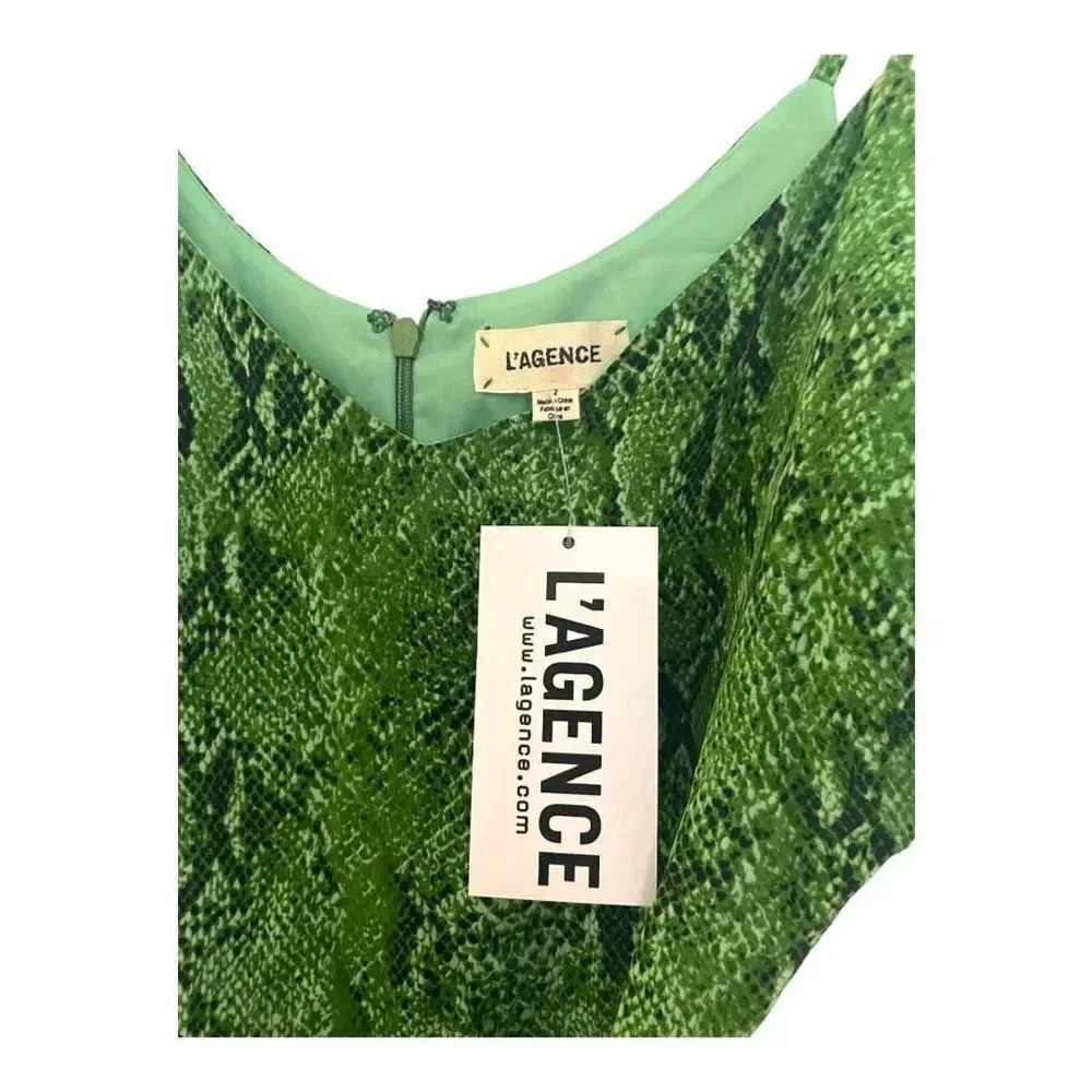 L’Agence Jaelyn Green Silk Animal Print Cropped Wide Leg Jumpsuit Size 2 - Picture 5 of 10